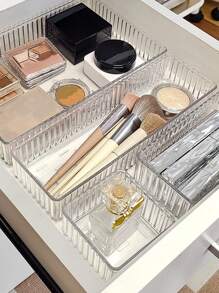 6入組劃分組織化妝品收納箱,樣品組織箱,眉筆粉底盒,卸妝收納盒,化妝刷唇膏眼霜透明盒,展示盒 - 冰川紋透明 - 查看 7