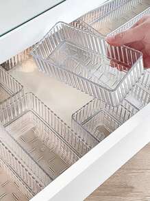 6入組劃分組織化妝品收納箱,樣品組織箱,眉筆粉底盒,卸妝收納盒,化妝刷唇膏眼霜透明盒,展示盒 - 冰川紋透明 - 查看 4