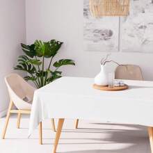 1入組白色涤纶桌布,防皺、可水洗、有光澤,適用於婚禮裝飾、派對用品、桌面裝飾、家居裝飾、餐廳裝飾 - 白色 - 查看 9