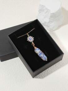 1 件時尚高端天然水晶原石六角柱吊墜帶繞線設計鋅合金標籤項鍊首飾配件 - 水晶六角柱項鍊 - 查看 5