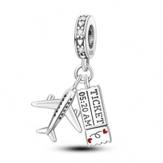 Travel Airplane Charms 925 Sterling Silver Pendant Fits Original Bracelet Necklace Women Dangle Bead DIY Jewelry Gift