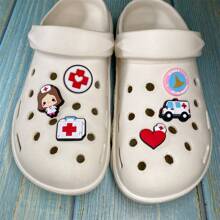 1組6入組卡通護士和救護車設計鞋扣,diy裝飾,男女皆宜,適合節慶禮物 - 彩色 - 查看 7