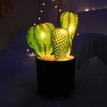 Led仙人掌植物燈,逼真與現實,非常適合裝飾臥室、辦公桌、酒吧和節日場合,在節慶期間提供溫暖柔和的氛圍 - 綠色 - 查看 3