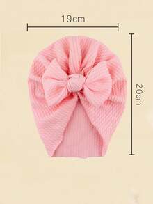 3pcs Children Spring And Autumn Cute Donut Bow Knitted Waffle Wrap Hat - Multicolor - View 2