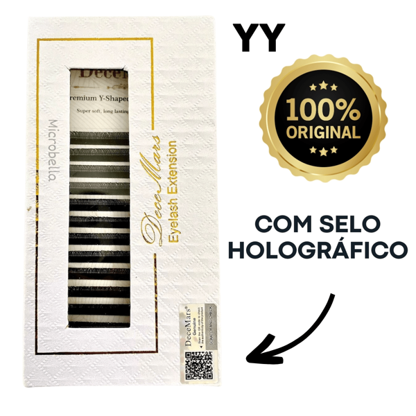 Cílios Decemars Y Original com Selo Volume Brasileiro Alongamento Tamanhos Mix e Individuais YY Extensão De Cilios