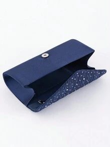 Bolsa de Mão/Ombro Elegante com Decoração de Strass para Festa, com Alça de Corrente + Conjunto de Brincos e Colar com Pingente de Coração de Strass, Presente Perfeito para o Dia dos Namorados para Ela, Melhor Opção de Presente de Dia dos Namorados