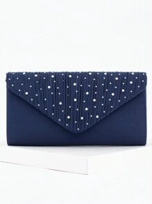 Bolsa de Mão/Ombro Elegante com Decoração de Strass para Festa, com Alça de Corrente + Conjunto de Brincos e Colar com Pingente de Coração de Strass, Presente Perfeito para o Dia dos Namorados para Ela, Melhor Opção de Presente de Dia dos Namorados