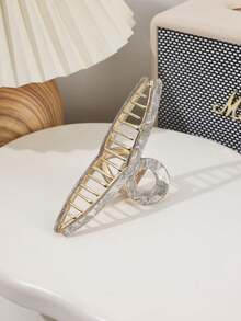 1個大型時尚新款女士髮夾,法式復古風格合金材質髮片 - 灰色 - 查看 2