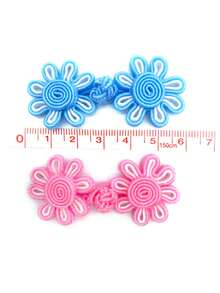 1pc Handmade Double Layered Camellia & Solid Color Retro Style Girls' Coat With Japanese Style Button - Baby Blue - View 5