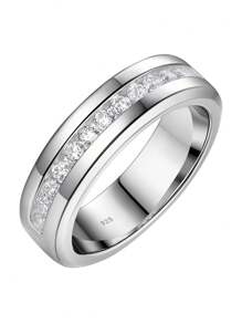 AIHUASI 1 Anillo Glamoroso De Plata Esterlina 925 Para Hombre Con Circonia Cúbica Redonda De Alta Calidad, Joyería De Boda Y Compromiso De San Valentín Para Novias Y Novios