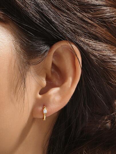 1 par Runda Ring Örhängen För kvinnor S925 Sterling silver Färg Dagligt slitage Bra Smycke Förlovning Födelsedag Alla Hjärtans Dag Presenter Bröllop Bröllopssmycken