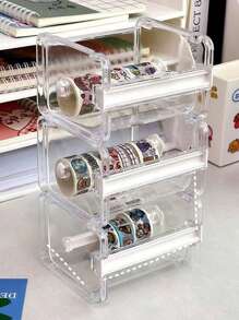 1入組膠帶切割器&創意膠帶分配器&膠帶分隔器,學生計畫者必備 - 白色 - 查看 7