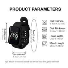 2入組/套led方形矽膠表帶情侶運動手錶,數字日期顯示並配有夜光燈 - 黑與白 - 查看 6