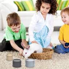 8pcs Bunny Cup Set - Multi-Colored And Reusable Rabbit Toys In Different Sizes, Made Of Safe Plastic Materials For Hiding Food And Playing - Light Grey - View 6