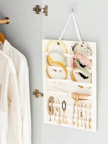 1pc Princess Style Hair Accessories Hanging Storage Organizer, Wall Decoration Hair Bows Hair Accessories Storage, Hair Clips Hair Rope Glasses Organizing Storage For Baby Girls, Children And Women's - Beige - View 3