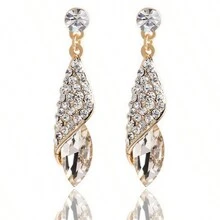 Vintage Long Drop Dangle Teardrop Crystal Earrings For Women Girls Party Banquet Wedding Decor - White - View 1