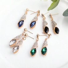 Vintage Long Drop Dangle Teardrop Crystal Earrings For Women Girls Party Banquet Wedding Decor - White - View 3