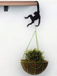 1pc Black Monkey Hook For Kitchen Bathroom Bedroom Wall & Key & Bag Holder - Black - View 2