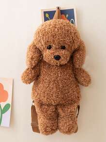 Bobbybear 1只可愛的柔軟泰迪狗毛絨背包,毛絨玩具狗肩袋裝飾生日禮物 - 巧克力棕 - 查看 2