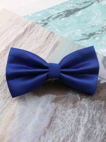 1條純色細格紋休閒萬能領帶,適用於婚禮、慶典和約會穿搭 - 寶藍色 - 查看 2