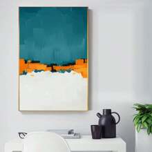 1pc Canvas Abstract Green Yellow Beige Art Print Poster Picture Modern Living Room Home Decoration Painting Without Frame - Multicolor - View 1