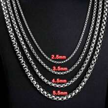 1條經典簡約嘻哈銀鍊鈦鋼項鍊時尚珠寶男女款 - 銀色 - 查看 2