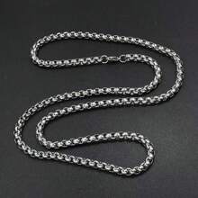 1條經典簡約嘻哈銀鍊鈦鋼項鍊時尚珠寶男女款 - 銀色 - 查看 4