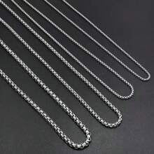 1條經典簡約嘻哈銀鍊鈦鋼項鍊時尚珠寶男女款 - 銀色 - 查看 5