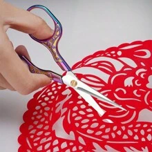 1 Piece Stainless Steel Office Scissors, Vintage Plum Blossom Handmade Paper Scissors - Gold - View 2