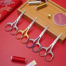 1 Piece Stainless Steel Office Scissors, Vintage Plum Blossom Handmade Paper Scissors - Gold - View 4