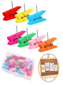 50pcs Colored Wooden Push Pins, Durable Decorative Thumb Tacks With Storage Box, For School/Office/Home, Display Wall, Note, Photo, Craft Project - Multicolor - View 8