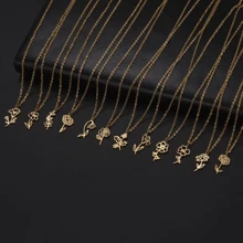 1pc Stainless Steel Birth Month Flower Necklace For Women, Snowdrop Daisy Rose Pendant Neck Chains,Fashionable Jewelry Gifts Valentines