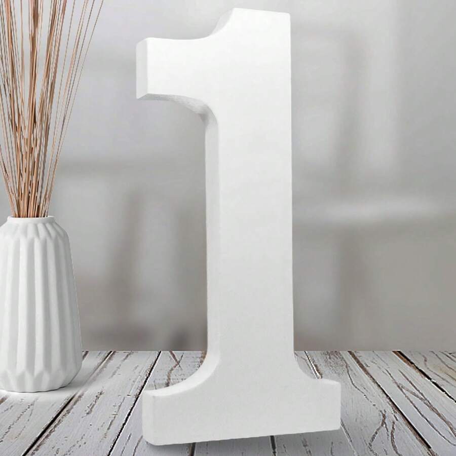 8 Inch White Wood Numbers, Unfinished Wood Numbers For Wall Decor Decorative Standing Numbers Slices Sign Board Decoration For Craft Home Party Projects (1) - White - View 1