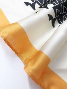 1只幾何拼接印花圍巾,正方形頭巾,手提袋裝飾頸巾,適用於女性 - 彩色 - 查看 6