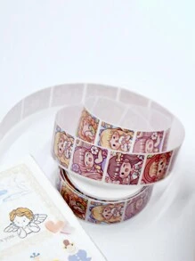 1 Roll Of Comic Girl Stickers, Children's Stickers, Cartoon Animation, Hand-Painted Children's Toys, Round Seal Stickers, Cartoon Stickers, Cute Baby Reward Stickers, Waterproof Student Notebook Stickers, Gift Packaging Decoration Stickers Back To School