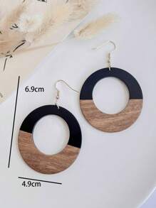 1 đôi Của phụ nữ Hoa tai Với Nhựa & Quả óc chó Gỗ Thiết kế , Xu hướng Vintage  Phong cách - Nhiều màu - Xem 2