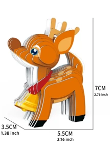 3D Puzzle For Kids, Deer Shaped, No Glue Needed, Random Style Delivery - Yellow - View 1