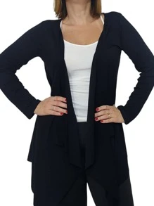 Plus Size Cardigans - 黑色 - 查看 3