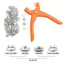 1 bộ ( Tay Cái kìm ) năm móng vuốt Khóa Cài đặt Bộ dụng cụ Với 200 Bộ Của Nút bấm , Không may Chốt chặt , Thép không gỉ Chốt chặt , Mới Đa chức năng Ẩn giấu - trái cam - Xem 3