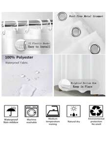 4入組創意火烈鳥印花淋浴簾套組包括淋浴簾、地毯、廁所蓋、防滑u型墊和裝飾浴墊,防水淋浴簾,附12個掛鉤 - 彩色 - 查看 8