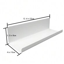 Wall Mounted Floating Shelf, Modern Wall Storage Rack With Edges, Wall Shelf For Displaying Picture, Ideal For Wall Decor In Bedroom, Living Room, Bathroom, Kitchen - White - View 2