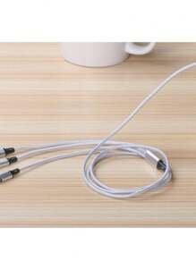 1pc 3A Braided One Drag Three For I.Phone 16/16pro/16pro Max/16plus/15/15pro/15plus/15promax Android Type-C Charging Cable 1.2m Charging Cable 3in1 Black Silver Red Golden Blue - Blue - View 4