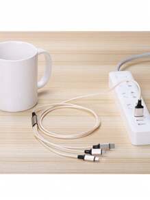 1pc 3A Braided One Drag Three For I.Phone 16/16pro/16pro Max/16plus/15/15pro/15plus/15promax Android Type-C Charging Cable 1.2m Charging Cable 3in1 Black Silver Red Golden Blue - Blue - View 5