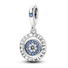 Good Luck Spinning Eye Charm 925 Sterling Silver Pendant Beads fit Original Charms Bracelet Necklace Jewelry Making DIY Gift - Silver - View 2