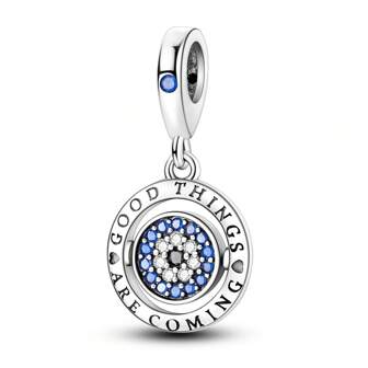 Good Luck Spinning Eye Charm 925 Sterling Silver Pendant Beads fit Original Charms Bracelet Necklace Jewelry Making DIY Gift