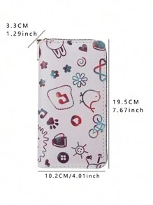 1 件新款白色 Pu 創意圖案女用皮夾,時尚百搭便攜式拉鍊長手拿包,多功能大容量皮夾 - 白色 - 查看 4