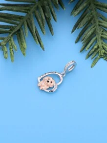 HuooNew 1入簡約的925純銀心形狗頸鍊配珠子,適用於自制寵物紀念禮物 - 銀色 - 查看 3