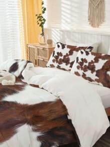 3pcs Cowhide Printed Abstract Animal Skin Print Polyester Bedding Set, Soft Comfortable Comforter Cover, For Bedroom, Guest Room (1*Comforter Cover + 2*Pillowcase, Without Core) - Multicolor - View 5