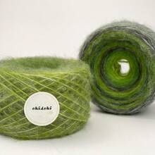 DIY手工特殊漸變海馬毛絨噴染針織毛線，日出印象系列，適用於編織和針織，粗織厚毛線毛線團，80g，綠色 - 綠色 - 查看 4