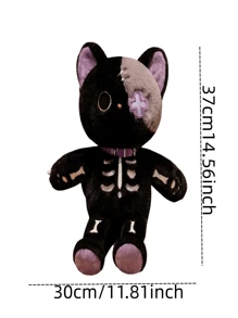 1pc Plush Doll With The Cutest Skeleton Cat Stuffed Animal Pillow Doll, Holiday Gift - Multicolor - View 2